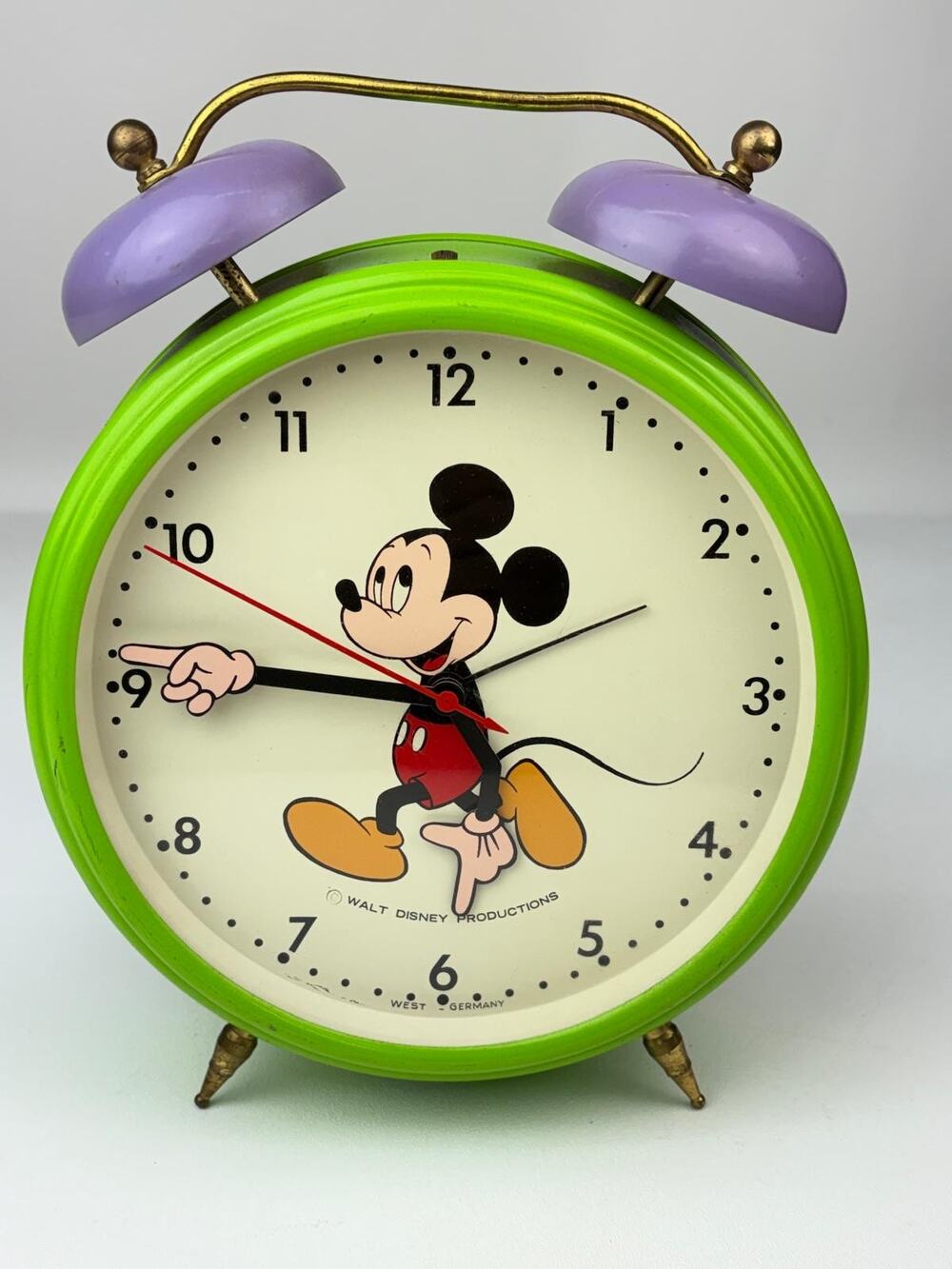 Vintage 60s/70s Walt Disney Mickey Mouse Twin Bell Alarm Clock West Germany Rare